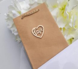 Svadobná taška hnedá (s nápisom Love alebo vašími vlastnými inciálmi)